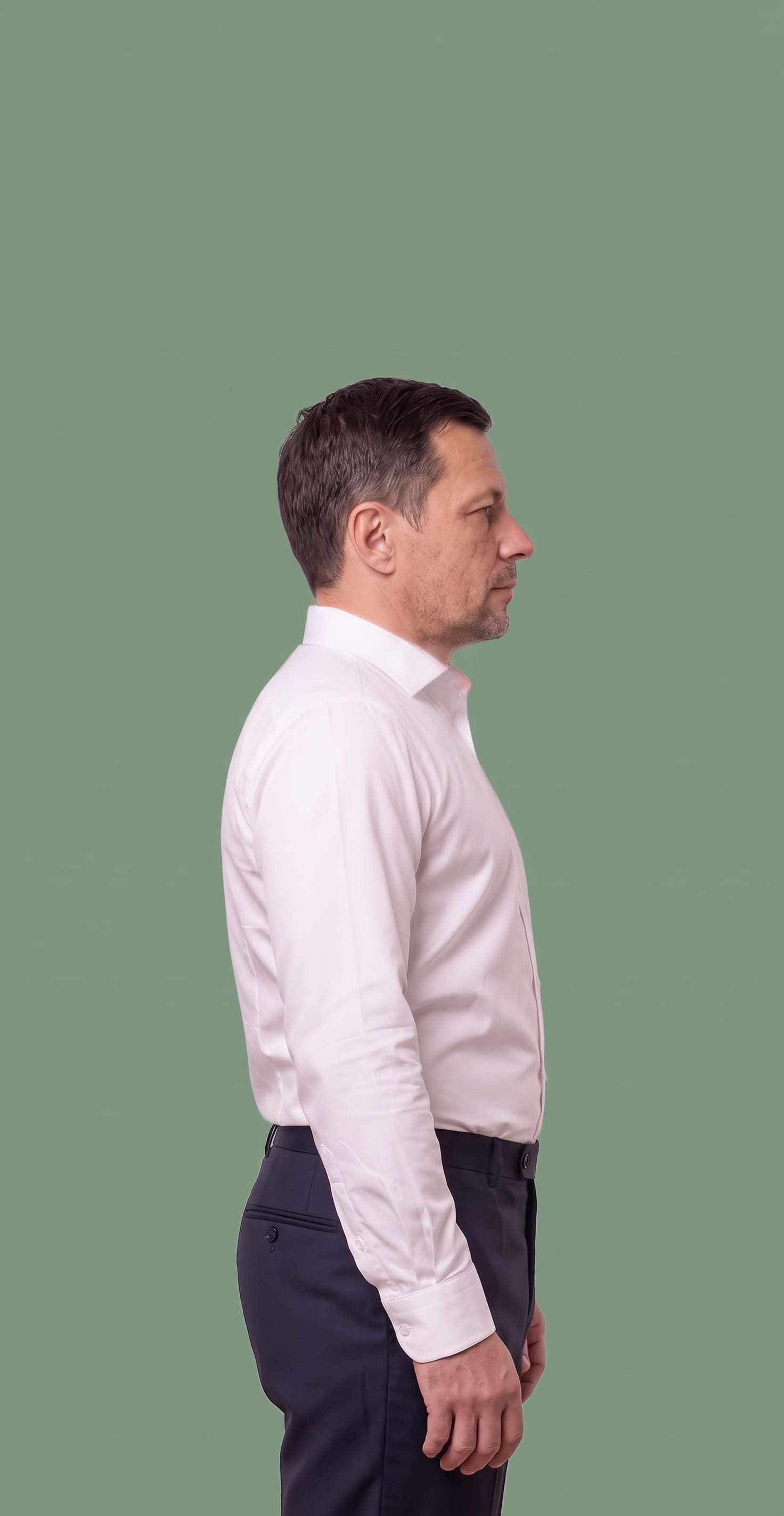 Easy-iron plain white poplin shirt