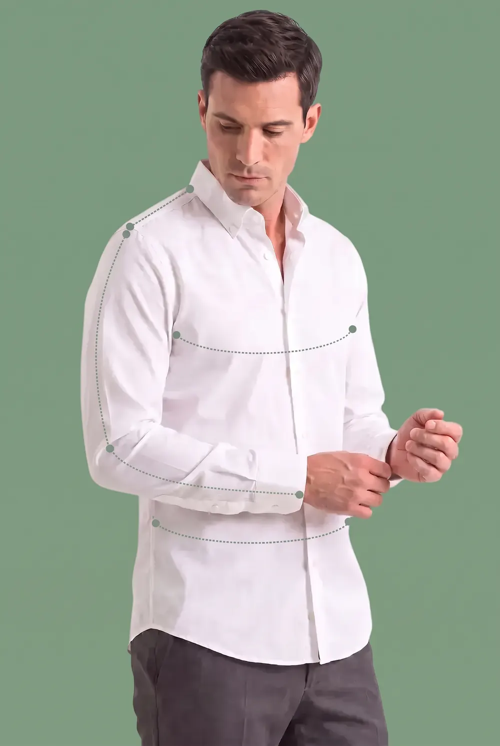 Easy-iron plain white poplin shirt